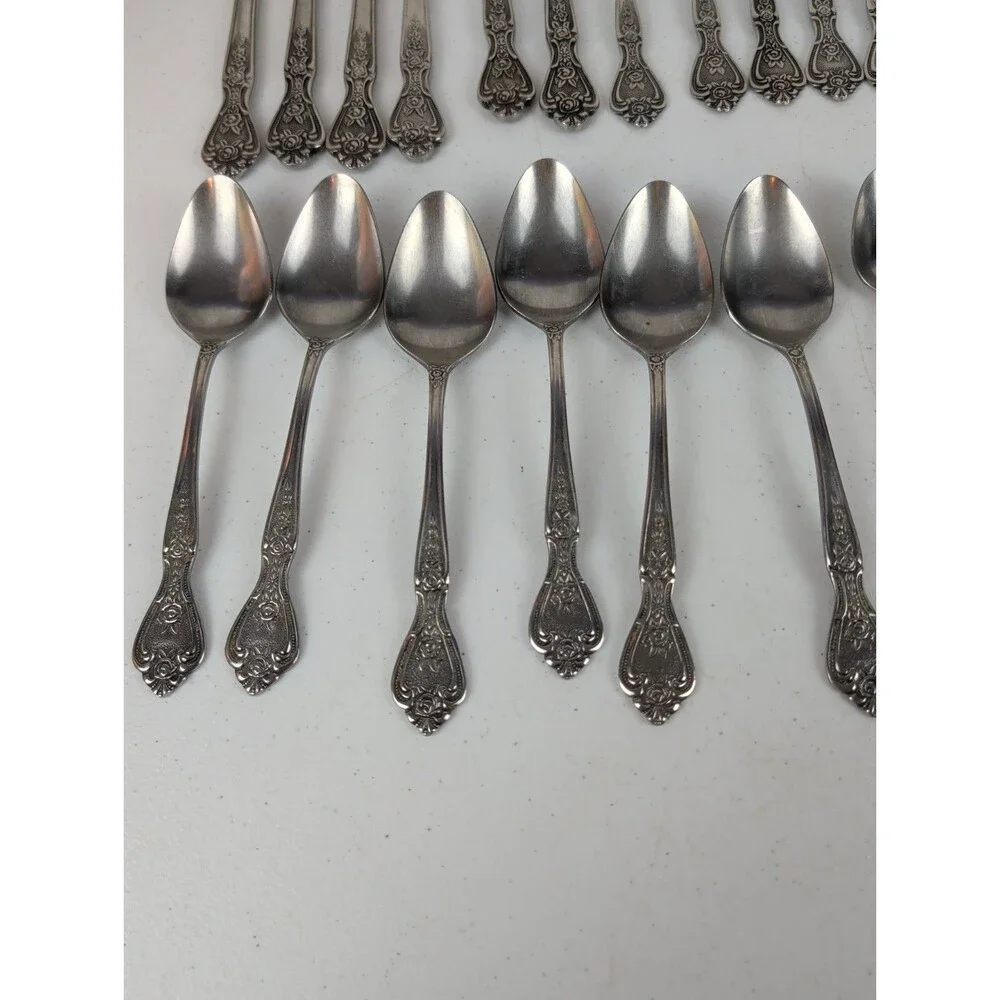 Vintage NORMANDY Stainless Flatware Japan Floral Roses Replacements - 30Pcs